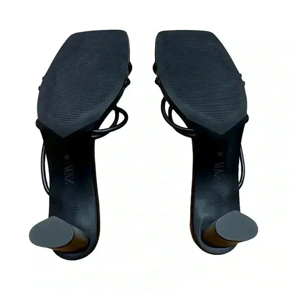 NWOT, ZARA, Elegant Black Strappy High-Heel Sandals, Size 38 👠 - Picture 9 of 12